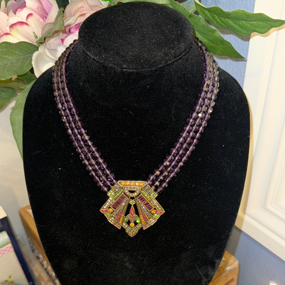 Heidi Daus Purple and Gold Statement Necklace